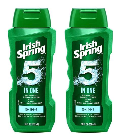 Irish Spring 5 In 1 Shampoo Conditioner Body Wash Face Wash And Deodorizer 18 Oz Pack Of 4