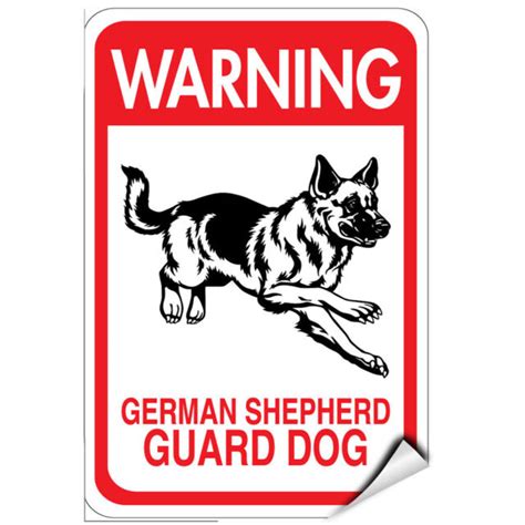 Warning German Shepherd Guard Dog Pet Animal Sign Label Decal Sticker