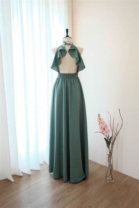 Sage Green Bridesmaid Dress Long Earthy Sage Green Dress Wedding Dress