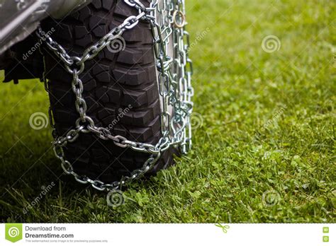 Car Tire Chains Stock Photo Image Of Wheel Closeup 74168020