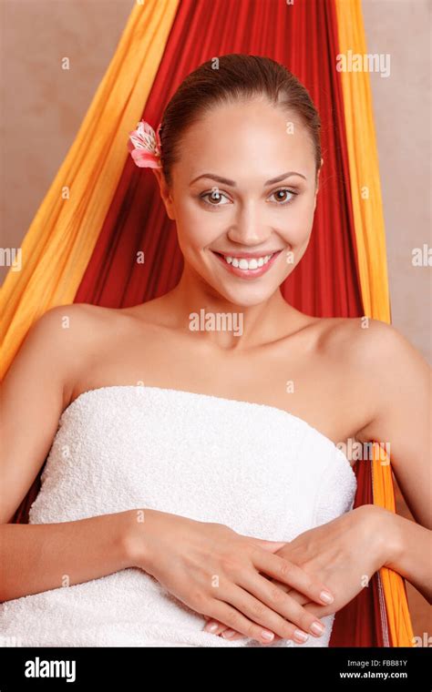 Nice Woman Sitting In Spa Salon Stock Photo Alamy
