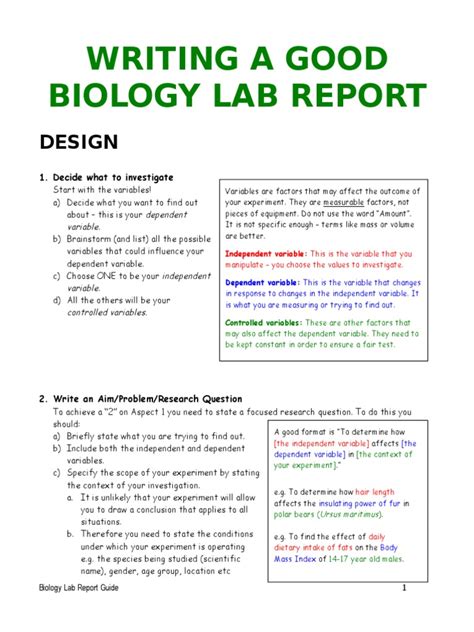 The Perfect Biology Lab Reportdoc Experiment Standard Deviation