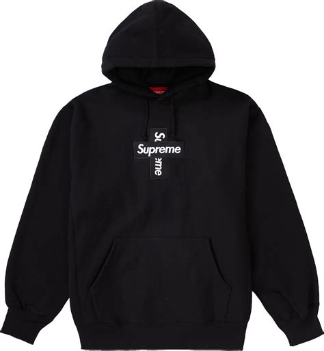 Supreme Cross Box Logo Hooded Sweatshirt Black Fw20