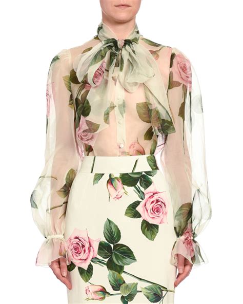 Dolce Gabbana Floral Chiffon Blouse In 2020 Silk Chiffon Blouse