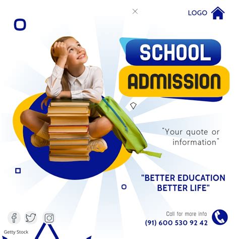 School Admissionback To School Social Media Template Postermywall