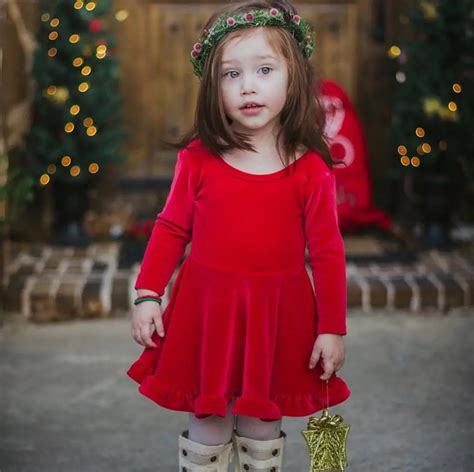 New Year Christmas Cute Baby Girls Clothes Solid Red Bckless Bow