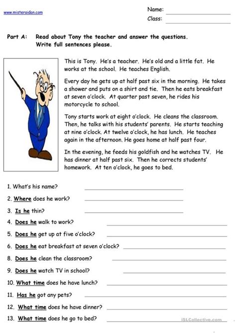 Our most popular printables, activities, and lessons on reading comprehension will complement your classroom instruction. Tony The Teacher Reading Comprehension English Esl ...