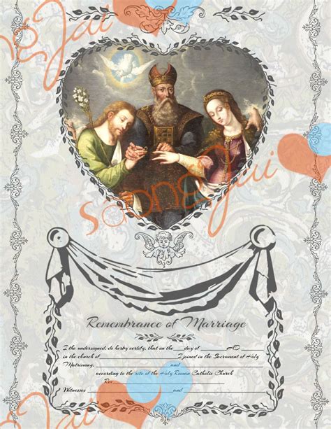 Catholic Marriage Certificate Printable Pdf By Saongjai On Etsy