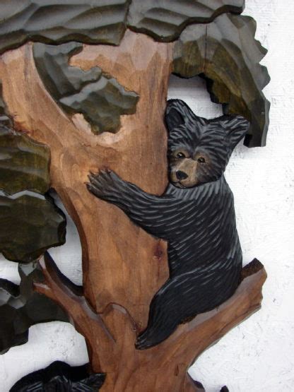 Intarsia Bear Cubs In Pine Tree Wall Picture Moose R Us