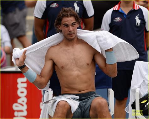 Rafael Nadal Shirtless First Round Win At The Us Open Photo
