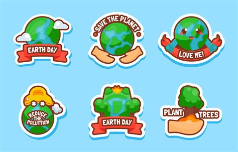 Earth Day Sticker Set Vector Art At Vecteezy