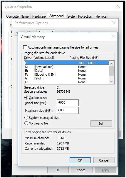 Not sure why this happens. How to Fix Windows 10 Virtual Memory Too Low Issue UPDATED