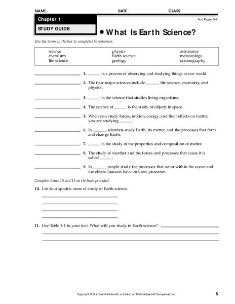 Free Printable 9th Grade Earth Science Worksheets
