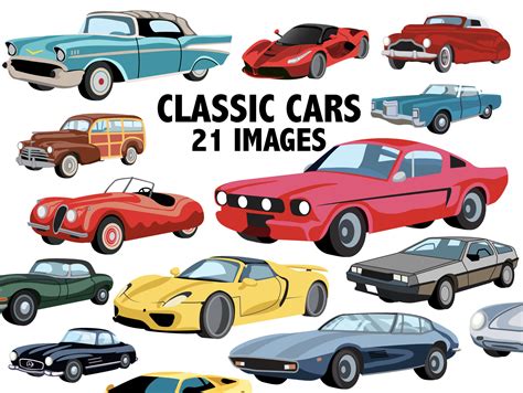 Classic Cars Clipart Bundle Retro Car Digital Icons Etsy