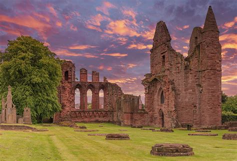 Ancient Ruins Of Arbroath Abbey At Sunset In Scotland Photograph By Jim