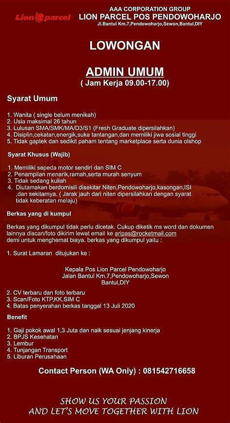 Lion parcel driver is a free and useful business app: Lowongan Kerja Admin (wanita) Lion Parcel Pandowoharjo Bantul - Loker Swasta