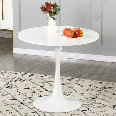 Round Tulip Dining Table Modern Dining Table With Stable Metal Pedestal