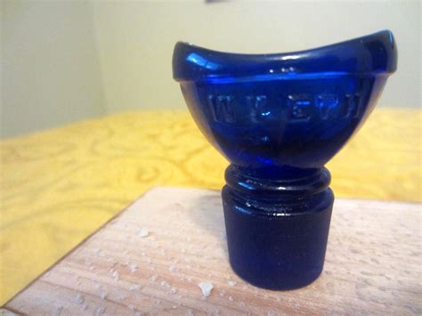 Vintage 1920 S Cobalt Blue Wyeth All Glass Eye Wash Cup And Bottle Stopper 4602317105