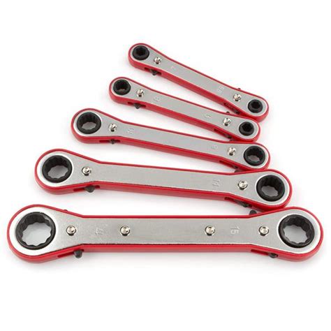 5 Pc Metric Ratcheting Box Closed End Wrench Set Mm 55mm To 17mm 6