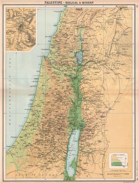 Palestine And Jerusalem Biblical And Ancient Place Names Relief Israel