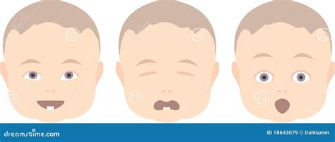 Baby Boy With Various Face Expressions Stock Vector Illustration Of