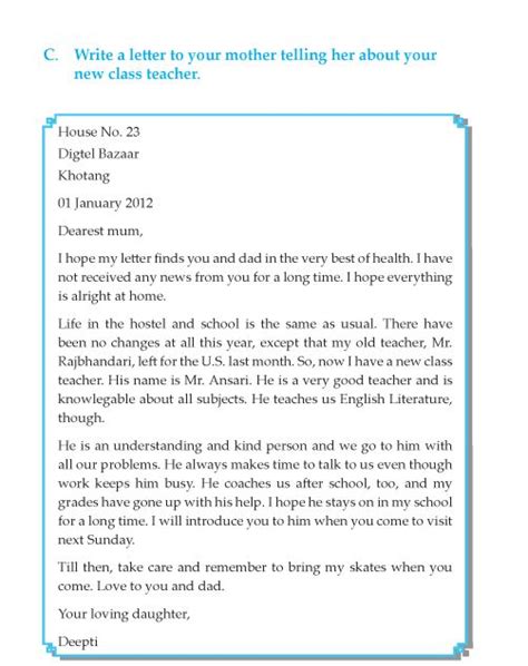 A Letter To Someone From Their Teacher That Has Been Written In Blue