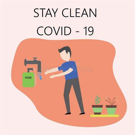 Illustrator Vector Stay Clean From Covid 19 Stock Vector
