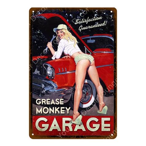 Garage Pin Up Girl Route 66 Tin Signs Metal Poster Art Wall Decoration Pub Bar Cafe Home Decor
