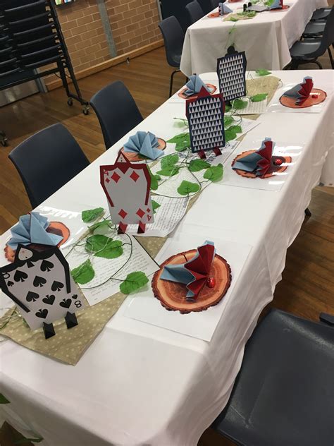 Alice In Wonderland Mad Hatter Party Year 6 Formal Table Set Up Ivy