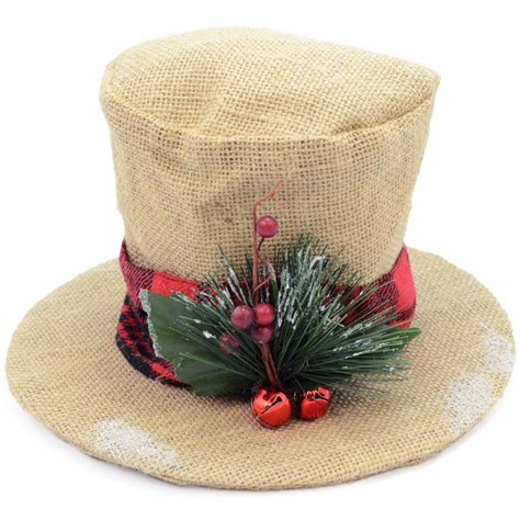 Burlap Christmas Holly Top Hat Decoration 65 3352344