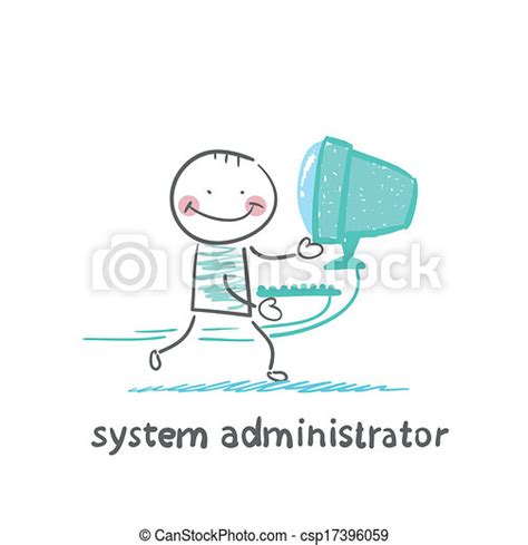 System Administrator Carries Computer Royalty Free Vector Image