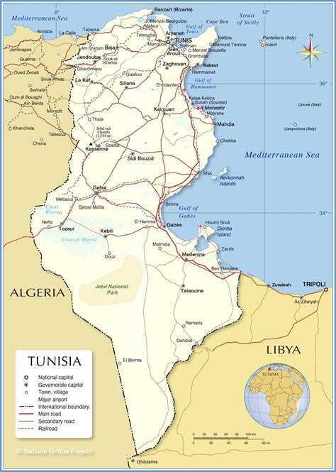 チュニジア地図 オフライン地図、チュニジア詳細地図