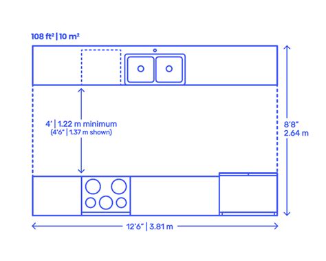 Two Row Galley Kitchens Dimensions And Drawings