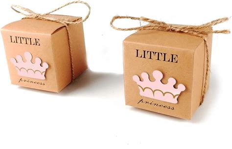 50pcs Little Princess Baby Shower Favor Boxes 50pcs Twine