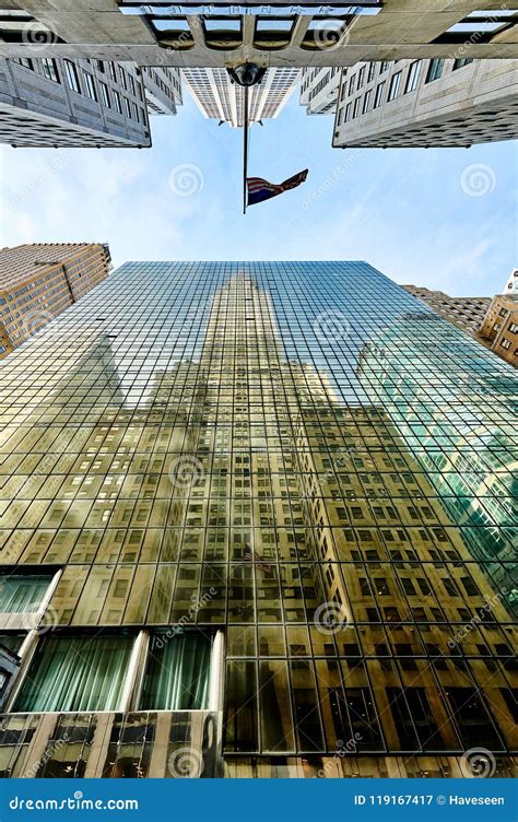 Building Reflection In Windows Of Another Building In New York Stock