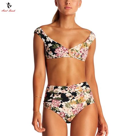 Buy Ariel Sarah 2018 Bikinis Women High Waist Brazilian Floral Bikini Off