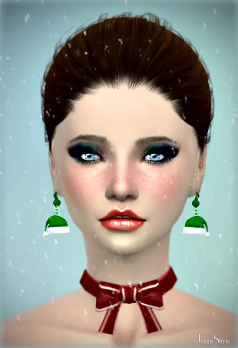 Downloads Sims 4 New Mesh Accessory Santa Hat Earrings And Necklace