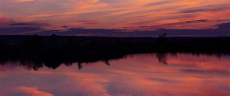 Download Wallpaper 2560x1080 Lake Sunset Landscape Twilight
