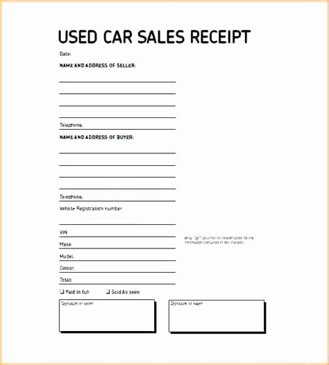 48 Private Car Sale Receipt Template Ufreeonline Template