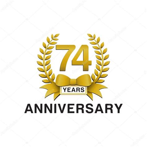 74th Anniversary Golden Wreath Logo — Stock Vector © Ariefpro 86353072