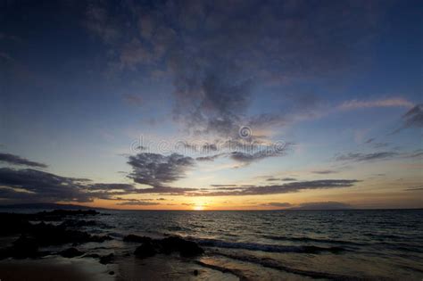 Sunset Kamaole Beach Park Stock Image Image Of Kihei 95138199