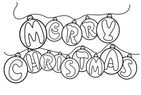 Words Merry Christmas Coloring Page Coloring Pages