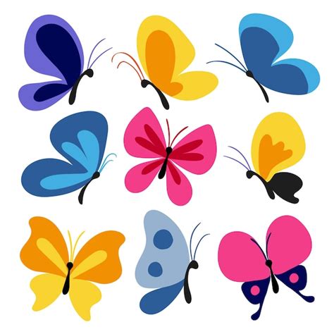 Mariposas Dibujadas A Mano Conjunto Vector Premium