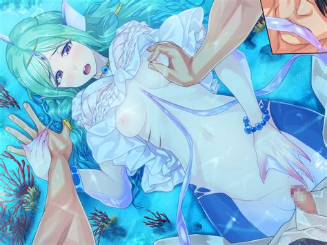 Rule 34 Bite Blue Hair Breasts Censored Clothing Female Gills Head Fins Mermaid Monster