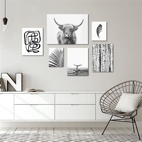 Black & White Art Canvas Gallery Wall Set | Gallery wall frames ...
