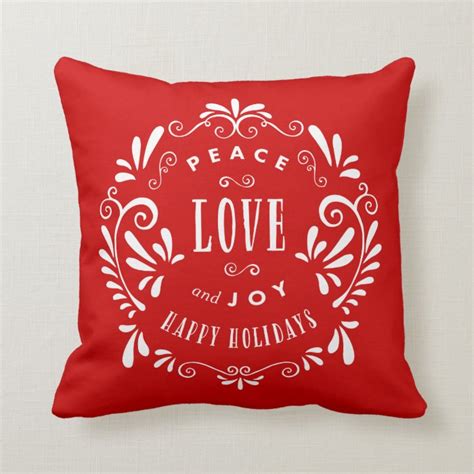 Peace Love And Joy Holiday Throw Pillow Zazzle