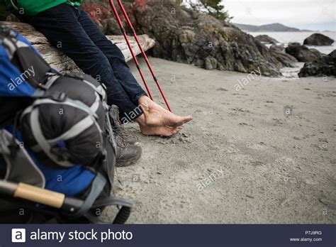 Barefoot Backpacker On The Beach Hi Res Stock Photography And Images