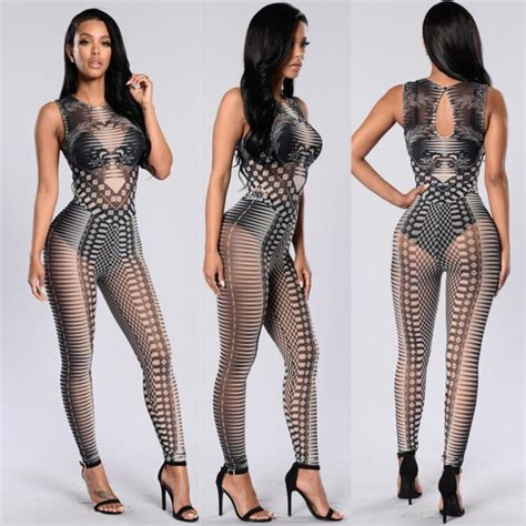 Women S Clubwear Transparent Sheer Mesh Jumpsuits 2016 Fashion Sexy