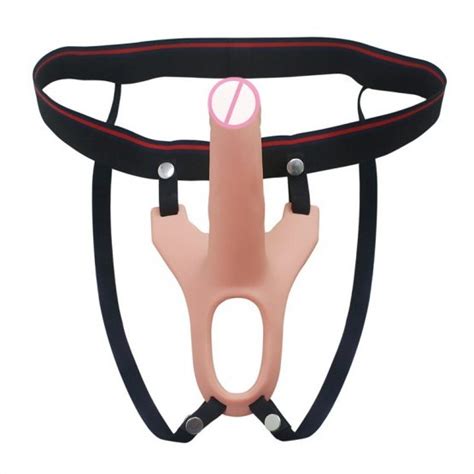 Sex Wearable Hollow Dildos Elastic Harness Strap On Silicone Curved Dong Dildo Penis Enlargement