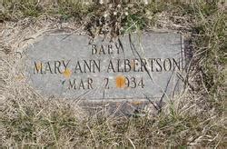 Mary Ann Albertson Find A Grave Memorial